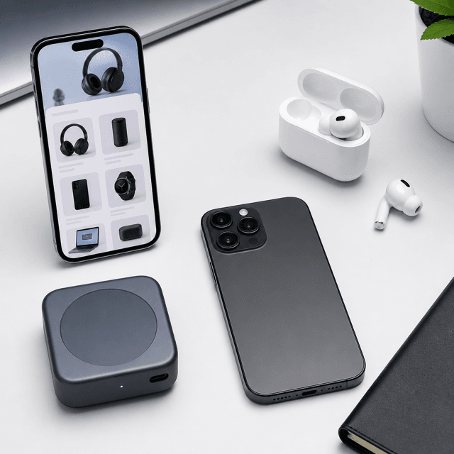 Electronics ecommerce catalog with phones and gadgets