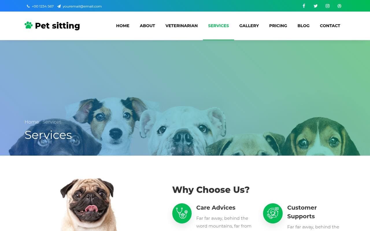 Pet Sitting — hosted demo screenshot by TheTriFusion
