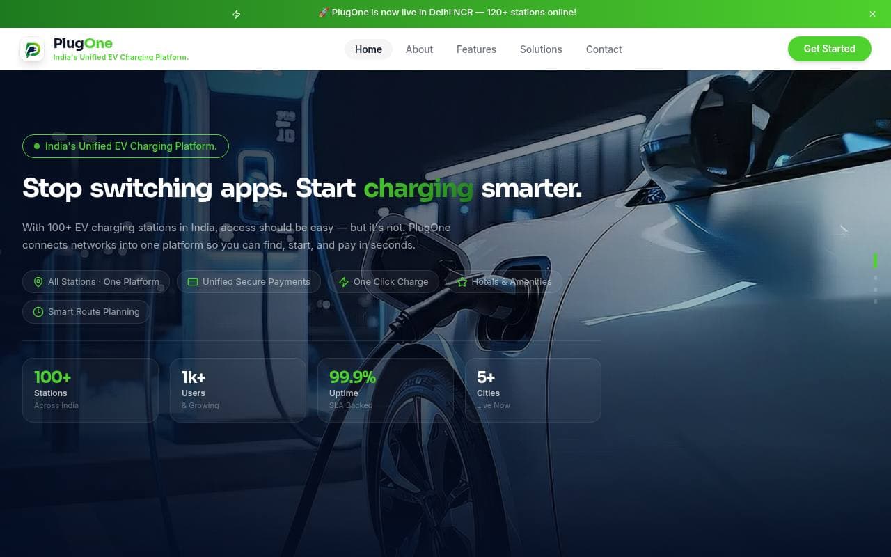 PlugOne — live website screenshot by TheTriFusion