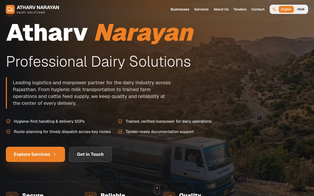 Atharv Narayan Dairy Solutions — live project screenshot